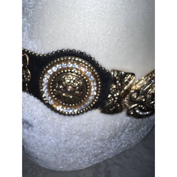 Vintage IBEL Italy Black Suede Adjustable Gold Buckle Details Jewels Waist main image 4